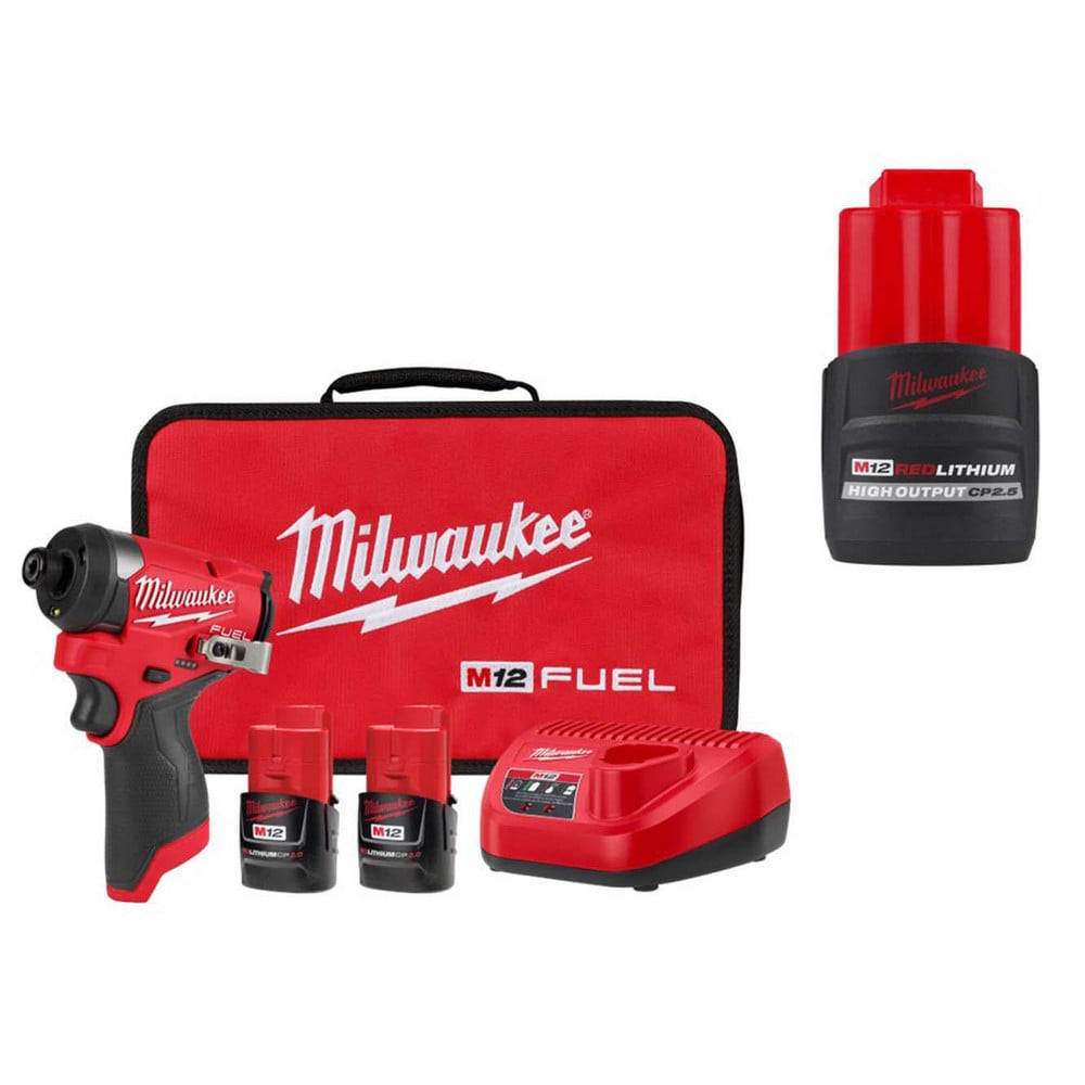 Milwaukee Tool 1607667/9600760 Impact Drivers; Voltage: 12.00 ; Handle Type: Pistol Grip ; Drive Size: 1/4in (Inch); Speed (RPM): 3300 ; Number Of Speeds: 4 ; Torque (In/Lb): 1500.00