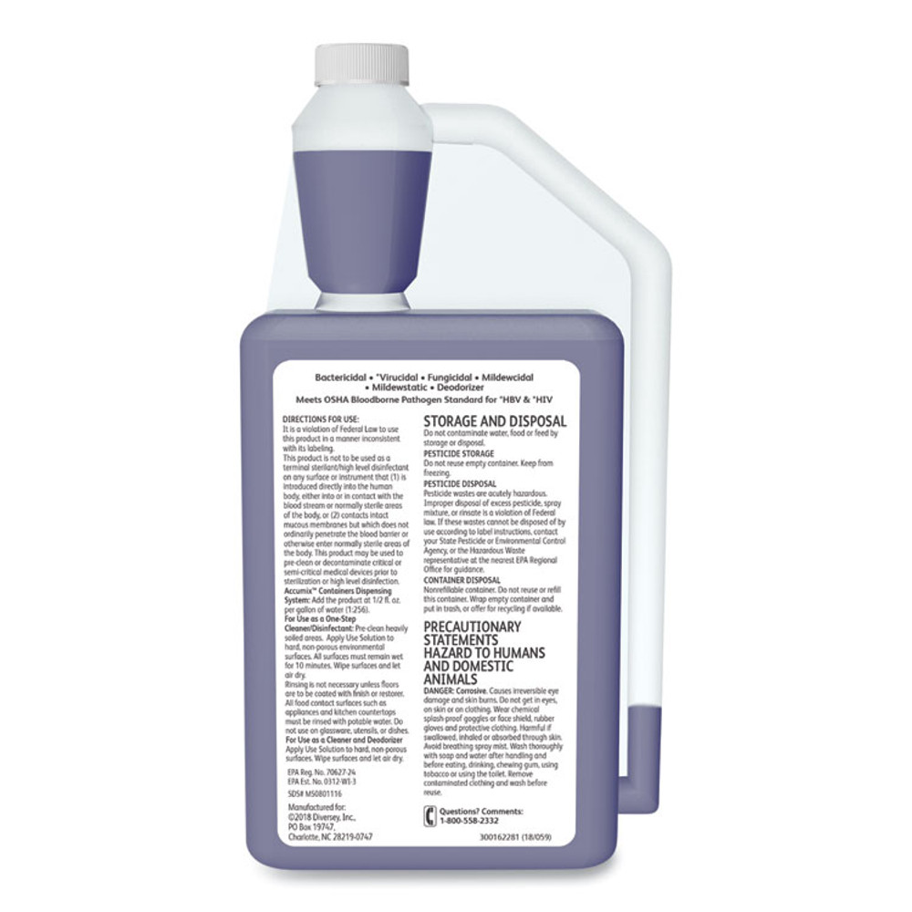 DIVERSEY 04331 Virex II 256 One-Step Disinfectant Cleaner Deodorant, Mint, 32oz Bottle,6/Crtn