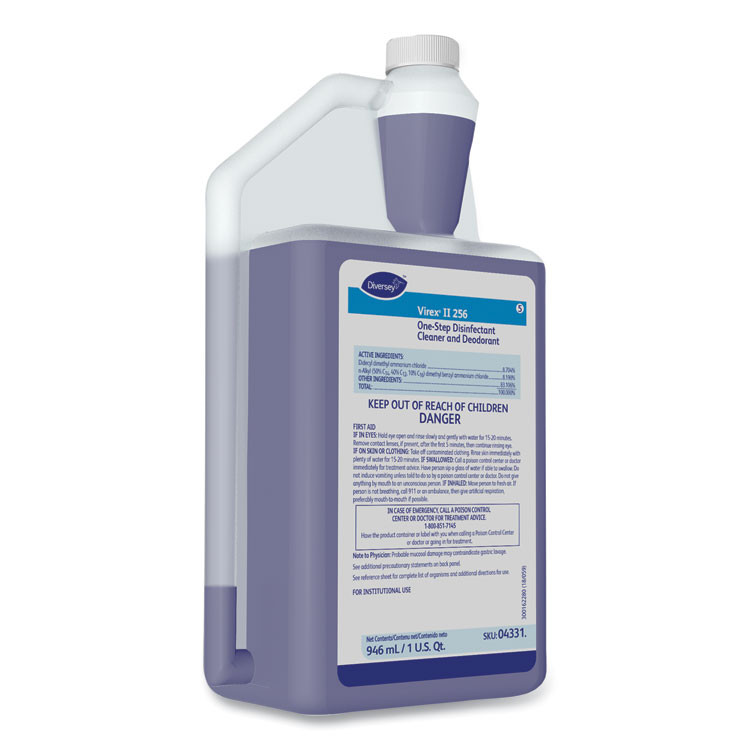 DIVERSEY 04331 Virex II 256 One-Step Disinfectant Cleaner Deodorant, Mint, 32oz Bottle,6/Crtn