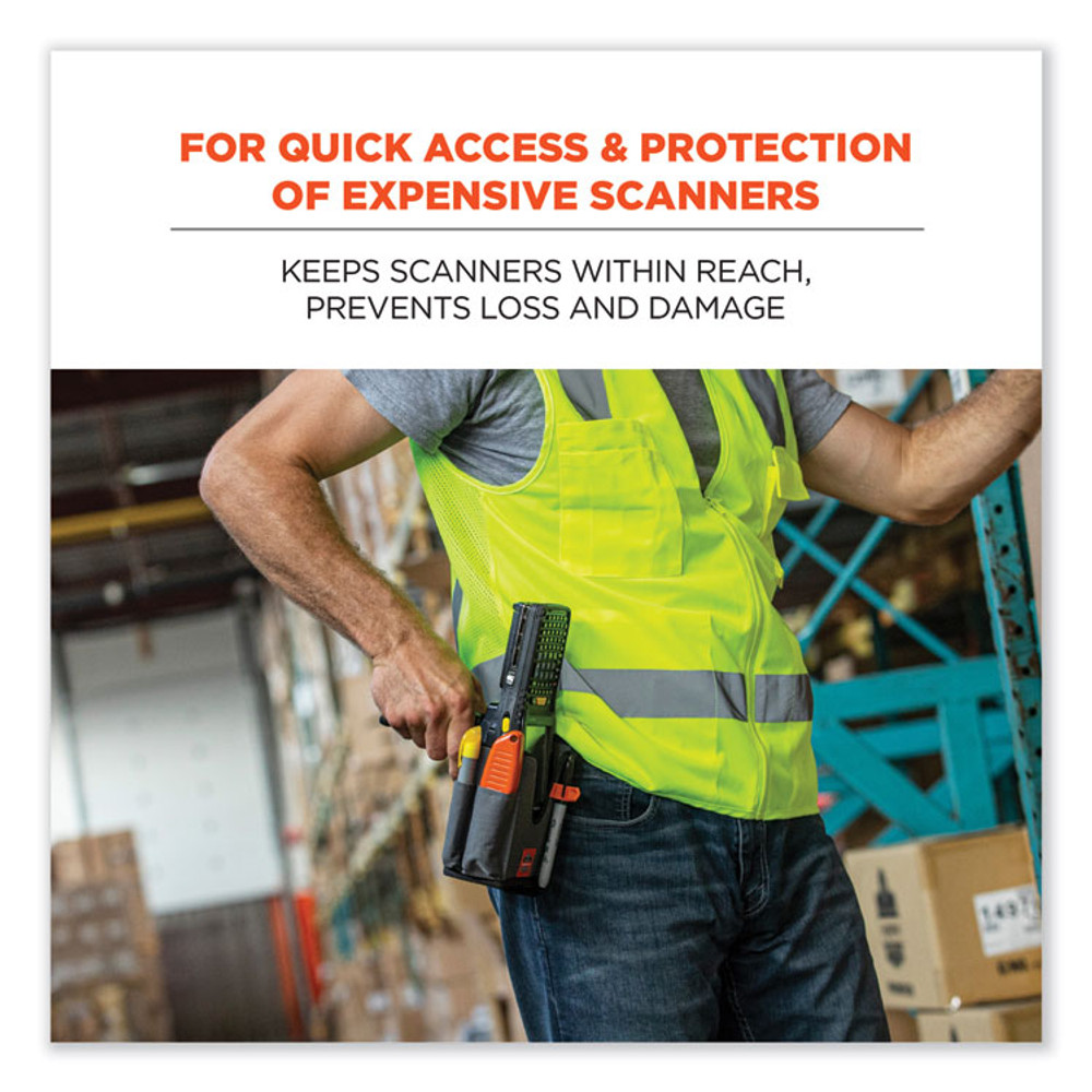 TENACIOUS HOLDINGS, INC. ergodyne® 19181 Squids 5540 Handheld Barcode Scanner Holster with Belt Loop, Large, 2.75 x 3.5 x 8, Polyester, Gray