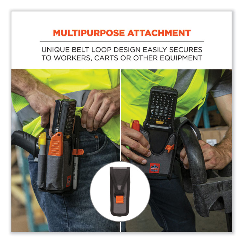 TENACIOUS HOLDINGS, INC. ergodyne® 19181 Squids 5540 Handheld Barcode Scanner Holster with Belt Loop, Large, 2.75 x 3.5 x 8, Polyester, Gray