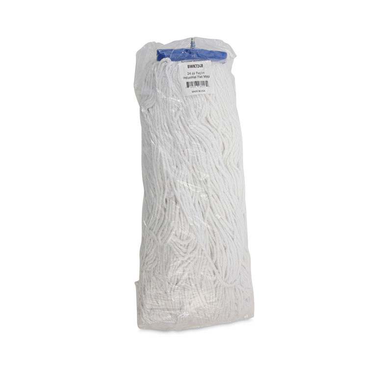 BOARDWALK 724REA Cut-End Lie-Flat Wet Mop Head, Rayon, 24 oz, White