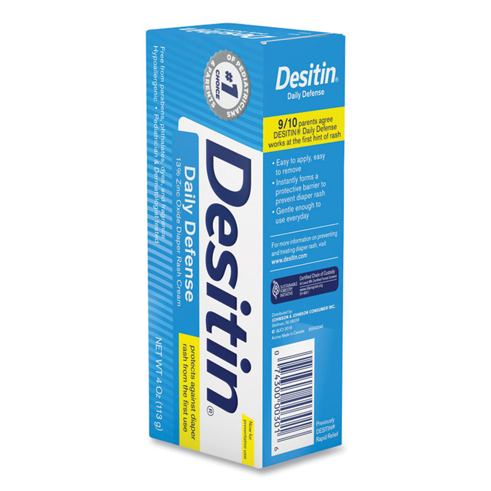 JOHNSON & JOHNSON Desitin® 00301 Daily Defense Baby Diaper Rash Cream with Zinc Oxide, 4 oz Tube