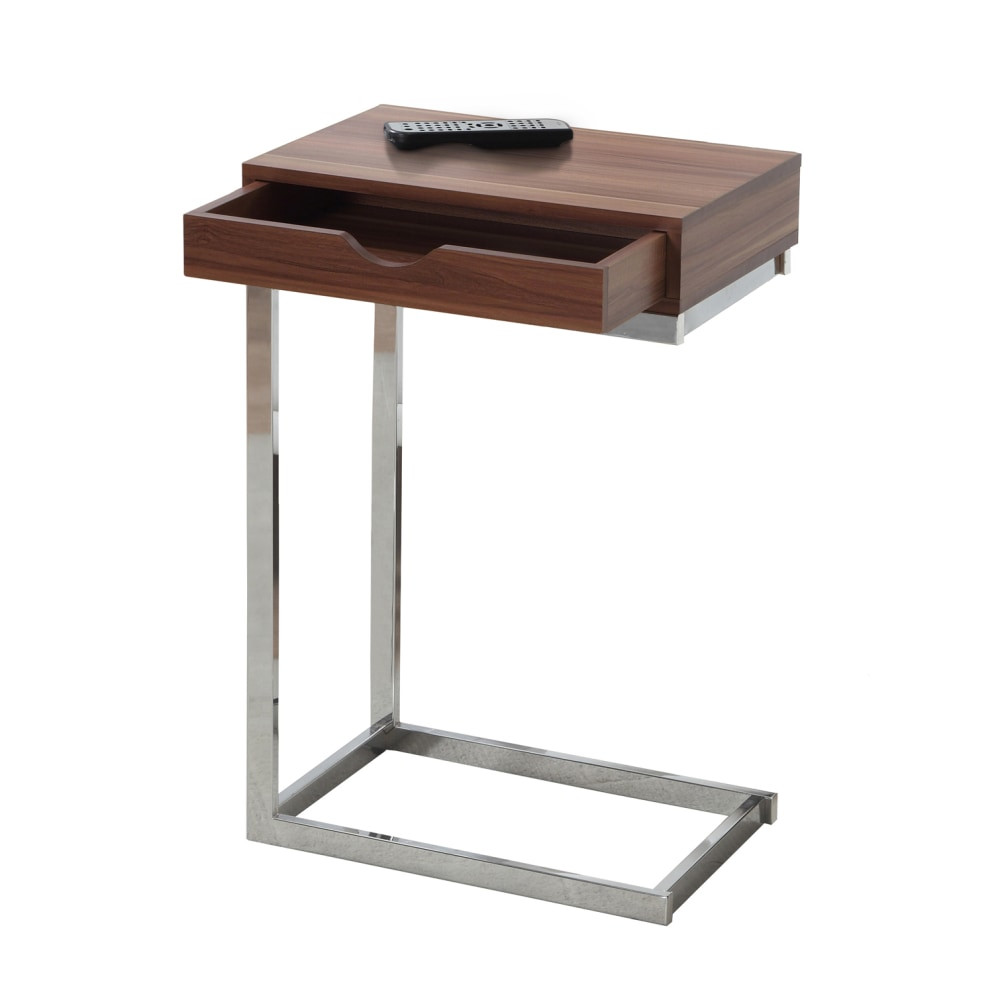 MONARCH PRODUCTS I 3070 Monarch Specialties Accent Table With Side Drawer, Walnut/Chrome