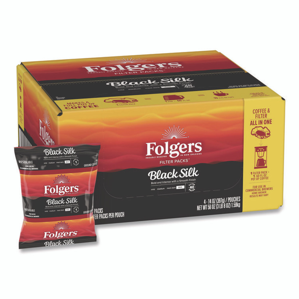 KEURIG DR PEPPER Folgers® 00016 Coffee Filter Packs, Black Silk, 1.4 oz Pack, 40Packs/Carton