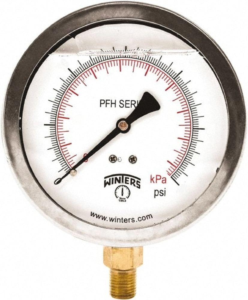 Winters PFH812DRY Pressure Gauge: 2-1/2" Dial, 1/4" Thread, NPT, Bottom Mount