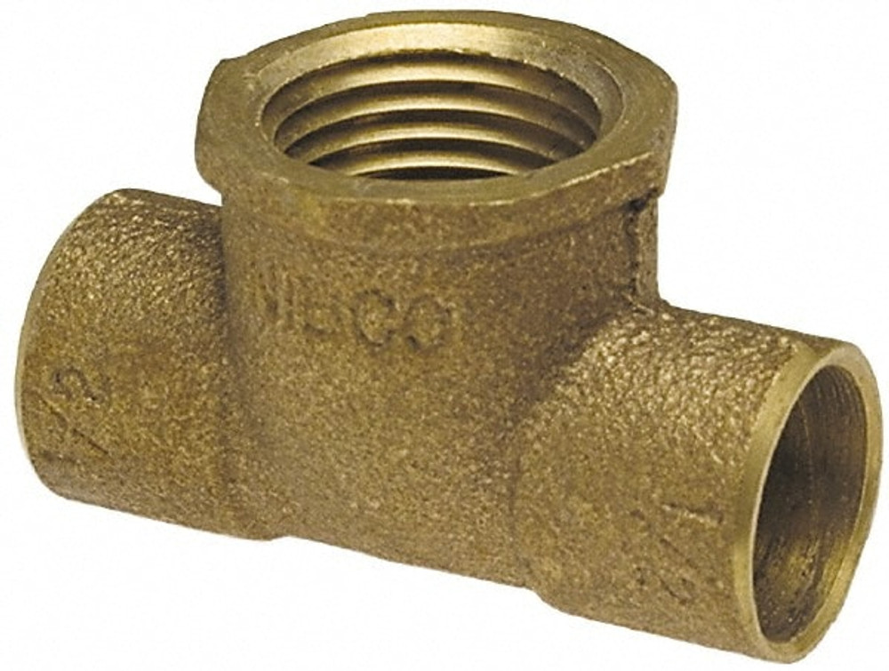 NIBCO B147200 Cast Copper Pipe Tee: 1-1/2" x 1-1/2" x 3/4" Fitting, C x C x F, Pressure Fitting