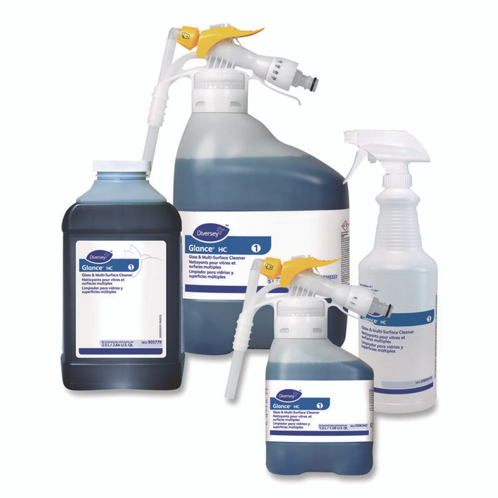 DIVERSEY 93165337 Glance HC Glass and Multi-Surface Cleaner, Ammonia Scent, 5 L RTD Bottle