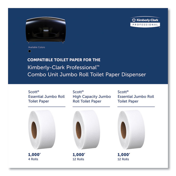 KIMBERLY-CLARK PROFESSIONAL Professional* 09551 Cored JRT Jumbo Combination Tissue Dispenser, 20.4 x 5.8 x 13.1, Smoke/Gray