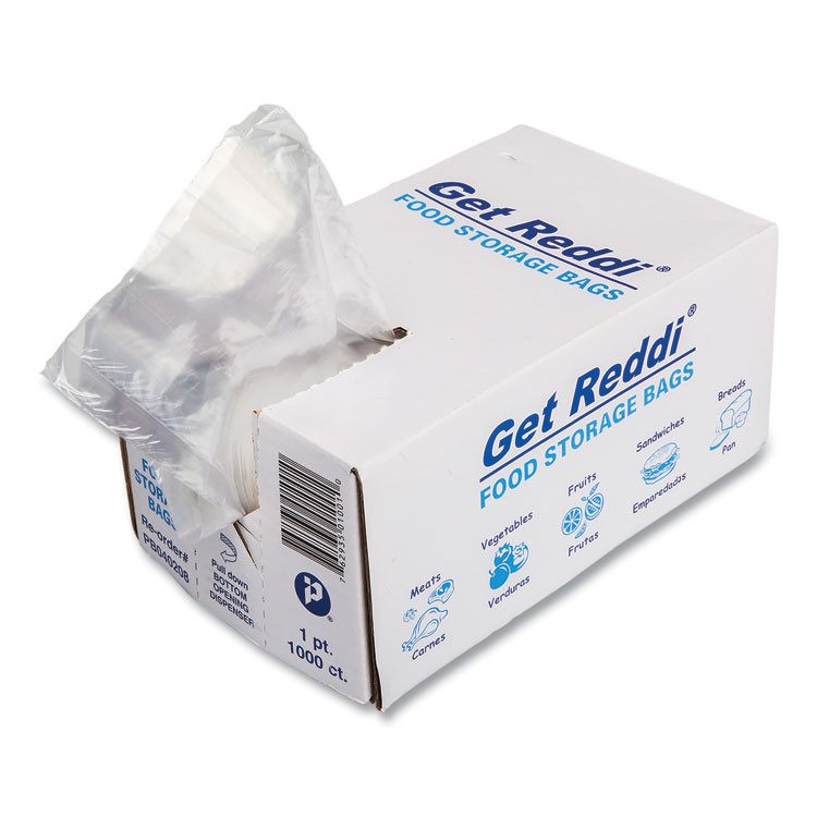 INTEGRATED BAGGING SYSTEMS Inteplast Group PB040208 Food Bags, 16 oz, 4" x 2" x 8", Clear, 1,000/Carton