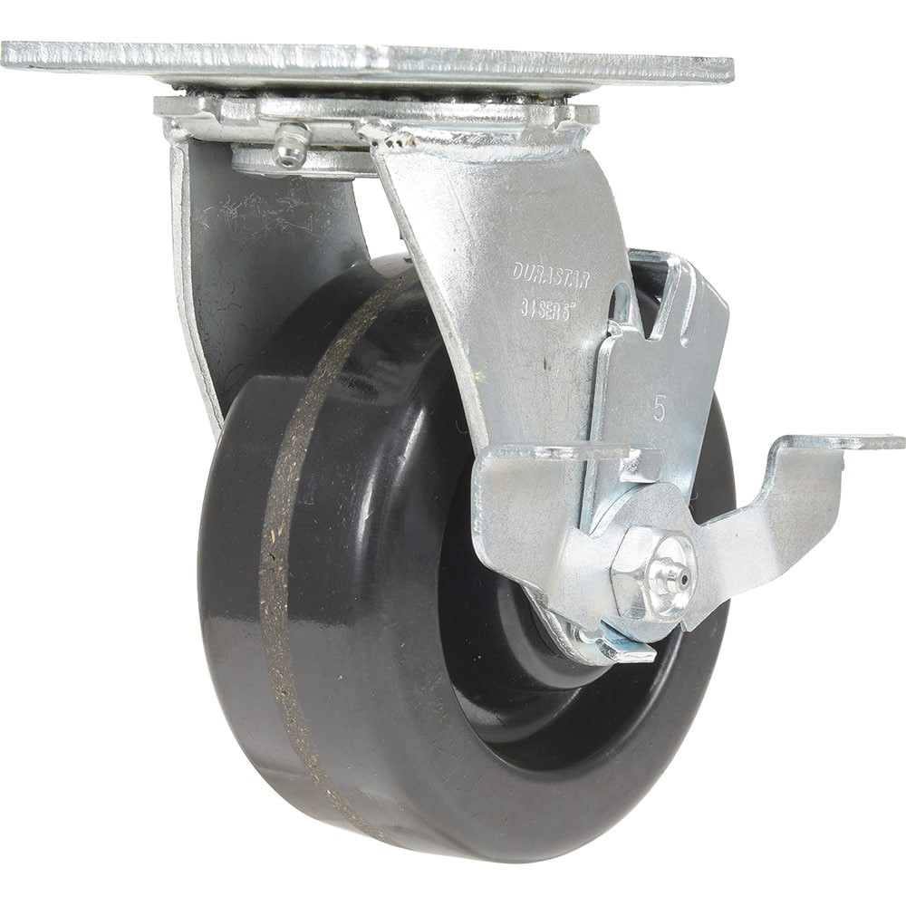 Vestil CST-VE-5X2PH-SW Standard Casters; Mount: With Holes; Bearing Type: Roller; Wheel Diameter (Inch): 5; Wheel Width (Inch): 2; Load Capacity (Lb. - 3 Decimals): 1000.000; Wheel Material: Phenolic; Wheel Color: Black; Overall Height (Inch): 6-1/2