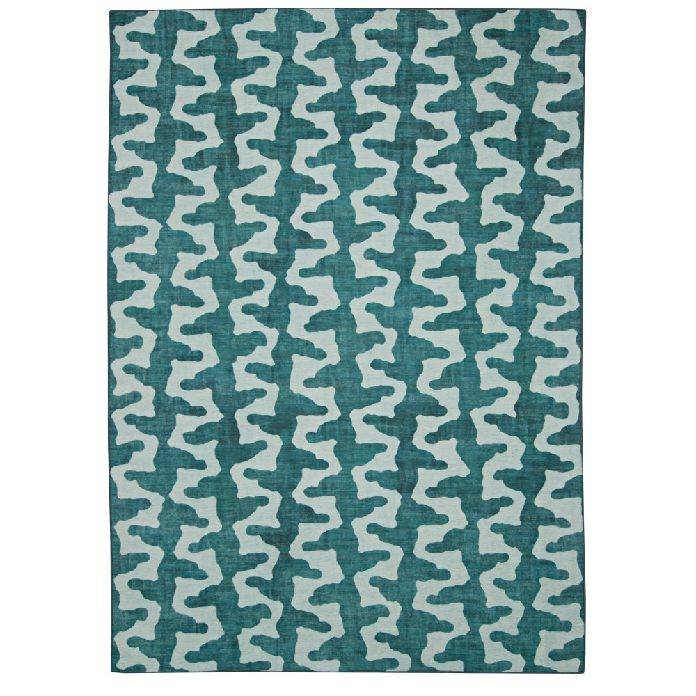 LINON HOME DECOR PRODUCTS, INC OD5049 Linon Washable Outdoor Area Rug, Scobey, 2ft x 3ft, Aqua/Green