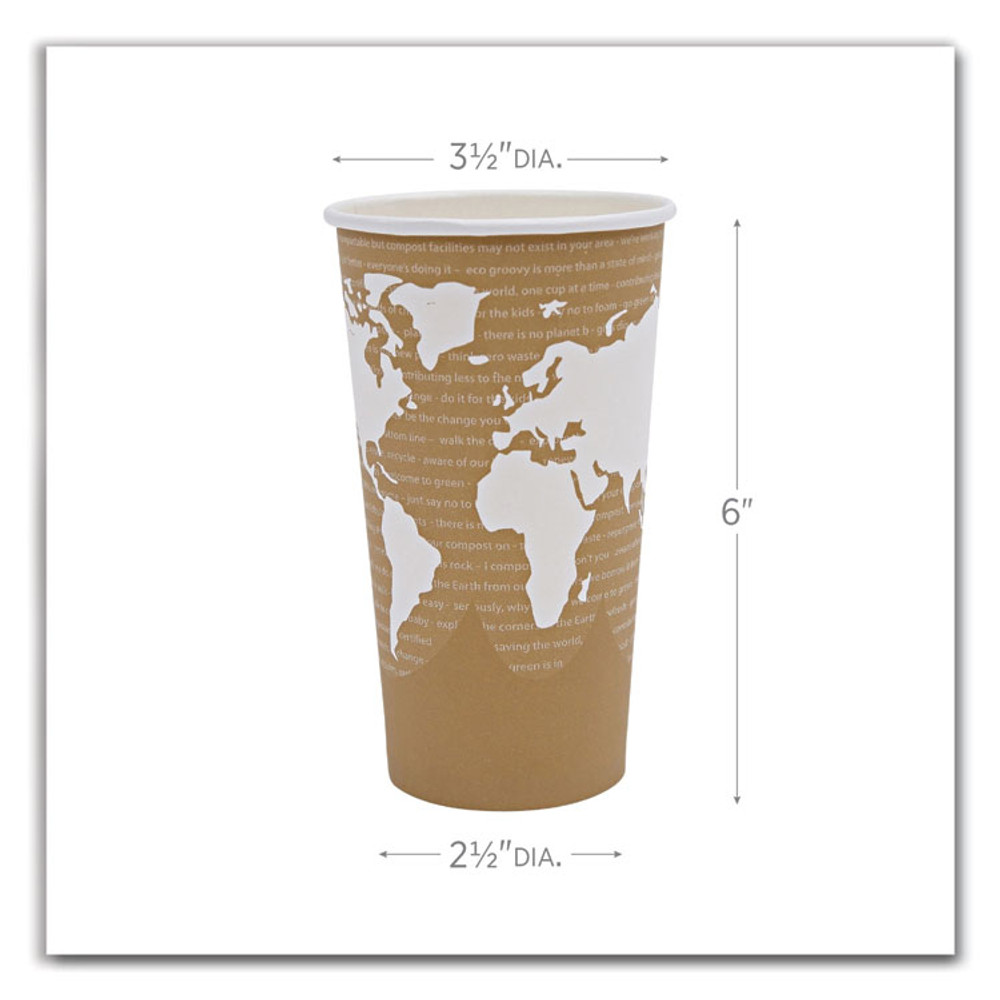 ECO-PRODUCTS,INC. EP-BHC20-WA World Art Renewable and Compostable Hot Cups, 20 oz, Paper, Brown/White, 50/Pack, 20 Packs/Carton