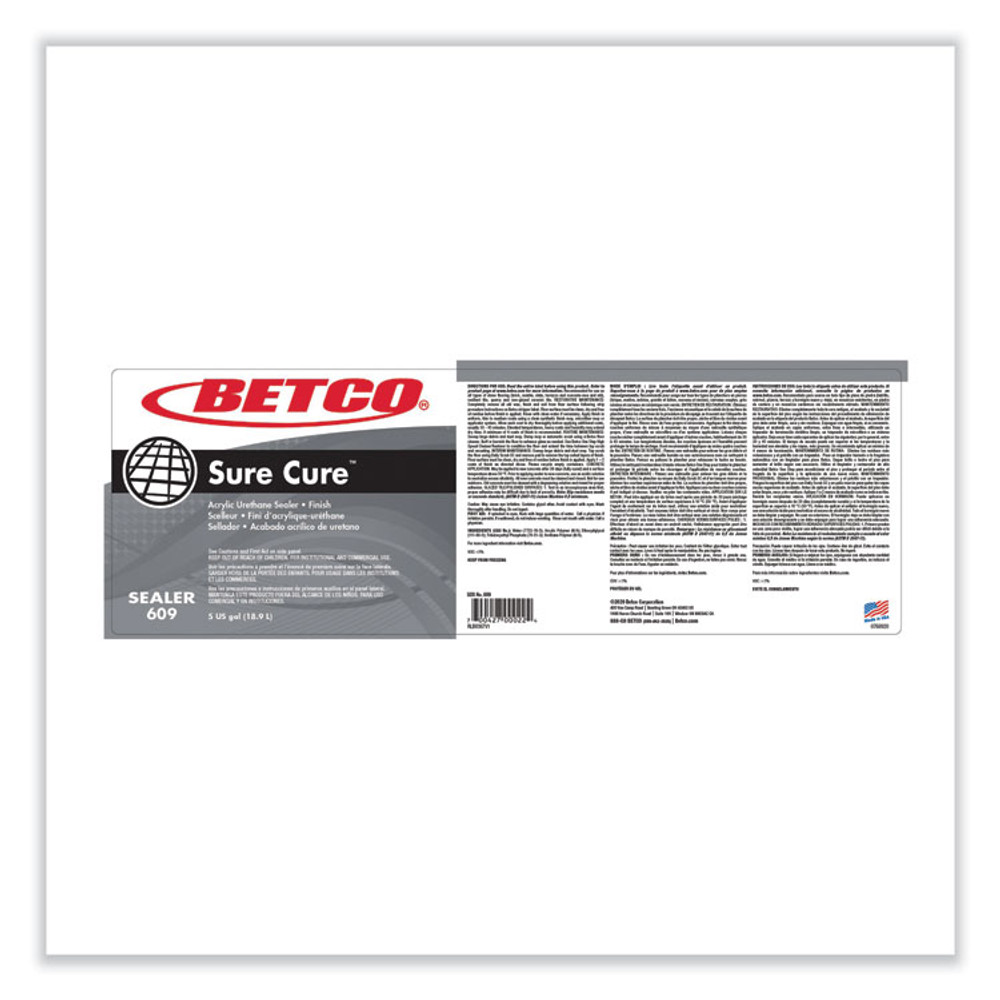 BETCO CORPORATION 609B500 Sure Cure Urethane Fortified Sealer/Finish, 5 gal Bag-in-Box