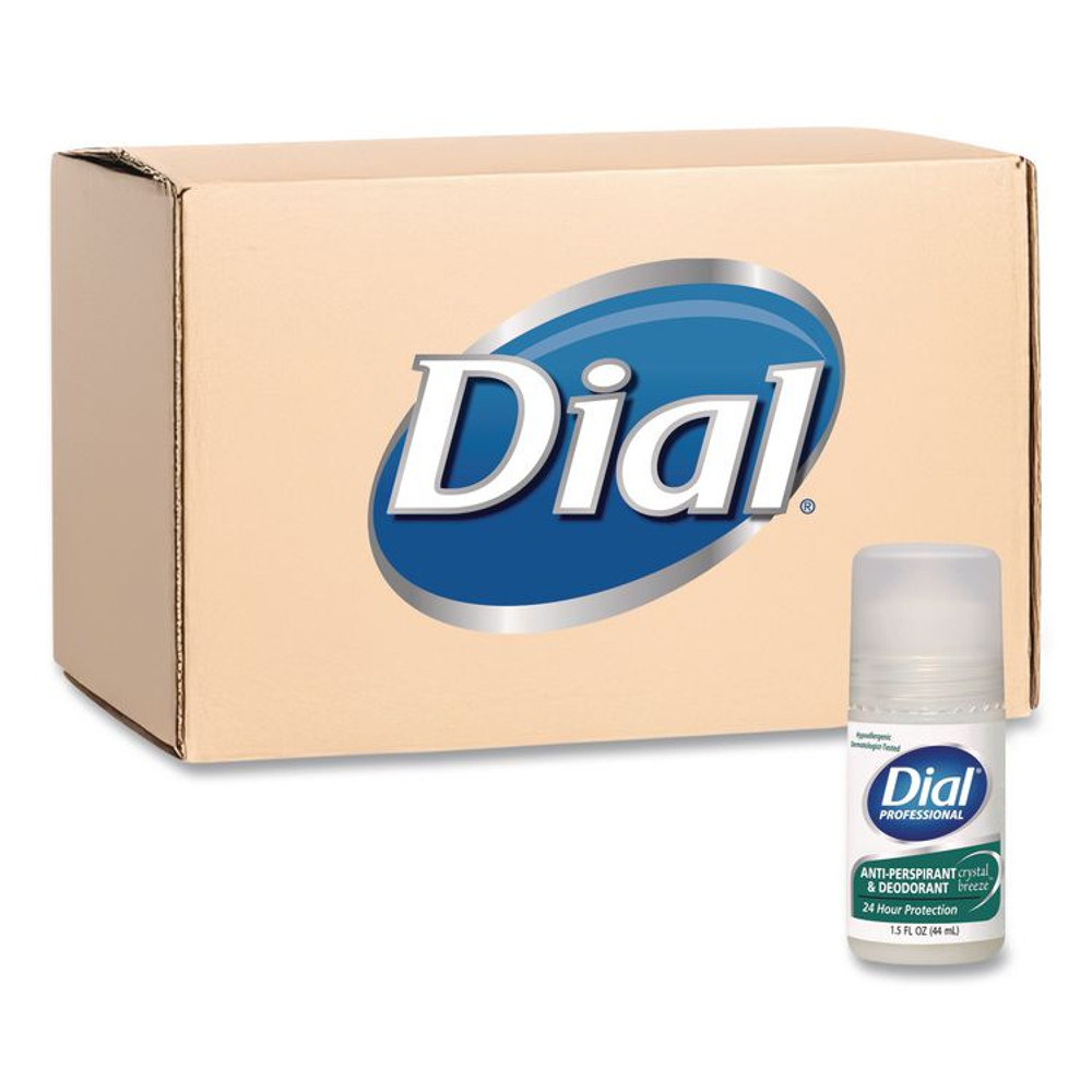 DIAL PROFESSIONAL 07686 Anti-Perspirant Deodorant, Crystal Breeze, 1.5 oz, Roll-On Bottle, 48/Carton