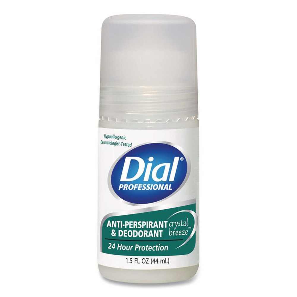 DIAL PROFESSIONAL 07686 Anti-Perspirant Deodorant, Crystal Breeze, 1.5 oz, Roll-On Bottle, 48/Carton