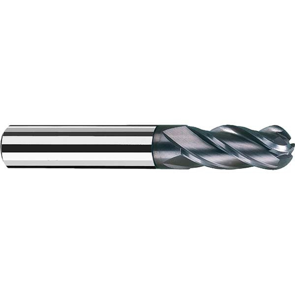 Fraisa B15680188 Ball End Mill: 1/8" Dia, 1/2" LOC, 4 Flute, Solid Carbide