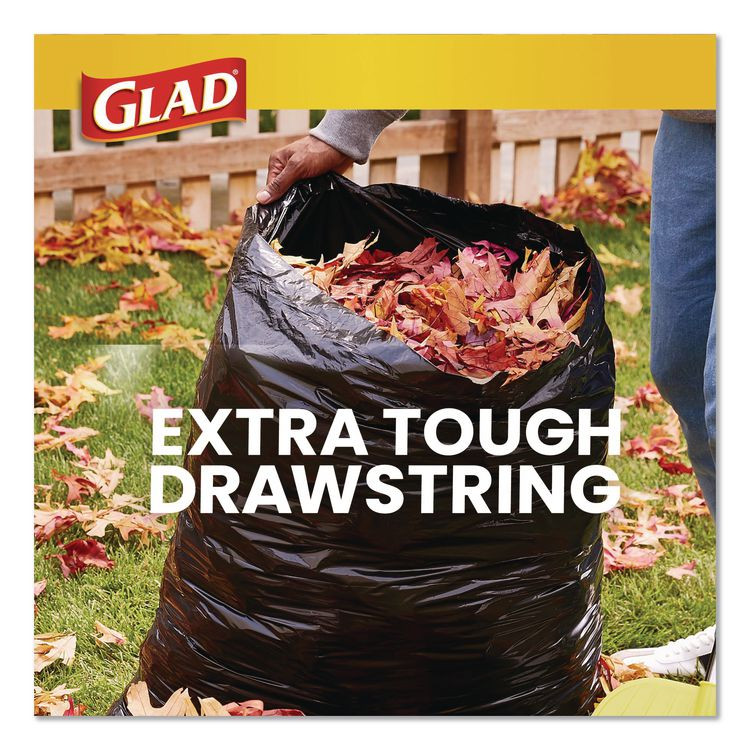 CLOROX SALES CO. Glad® 78952 Guaranteed Strong Large Drawstring Trash Bags, Three-Ply, 30 gal, 1.05 mil, 30" x 33", Black, 90/Carton