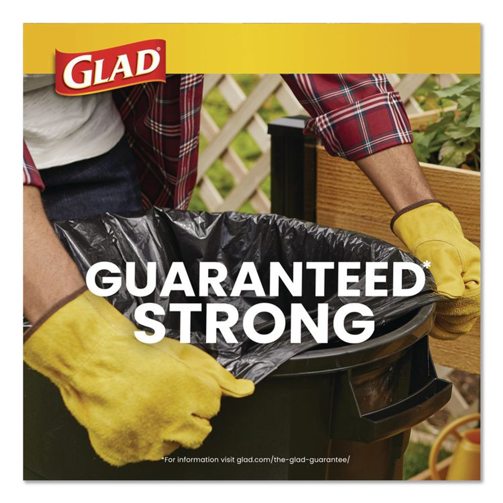 CLOROX SALES CO. Glad® 78952 Guaranteed Strong Large Drawstring Trash Bags, Three-Ply, 30 gal, 1.05 mil, 30" x 33", Black, 90/Carton