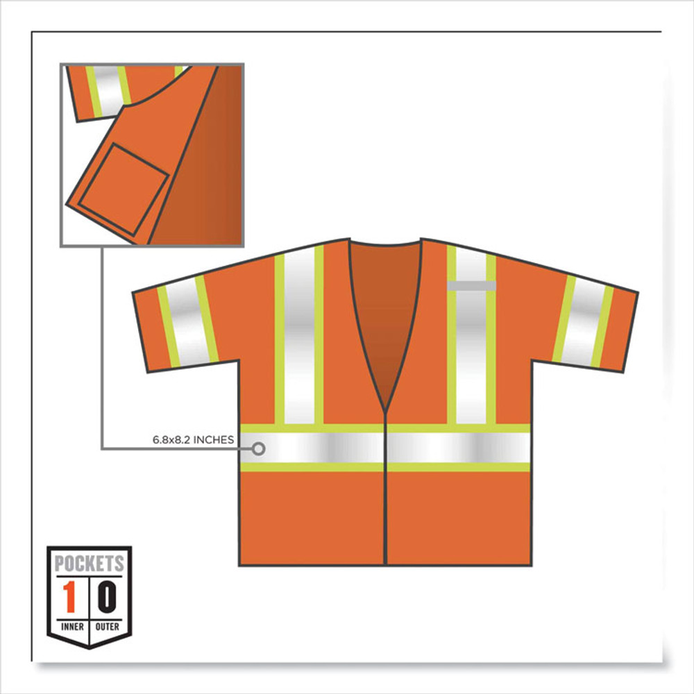 TENACIOUS HOLDINGS, INC. ergodyne® 22177 GloWear 8330Z Class 3 Two-Tone Zipper Vest, Polyester, 2X-Large/3X-Large, Orange