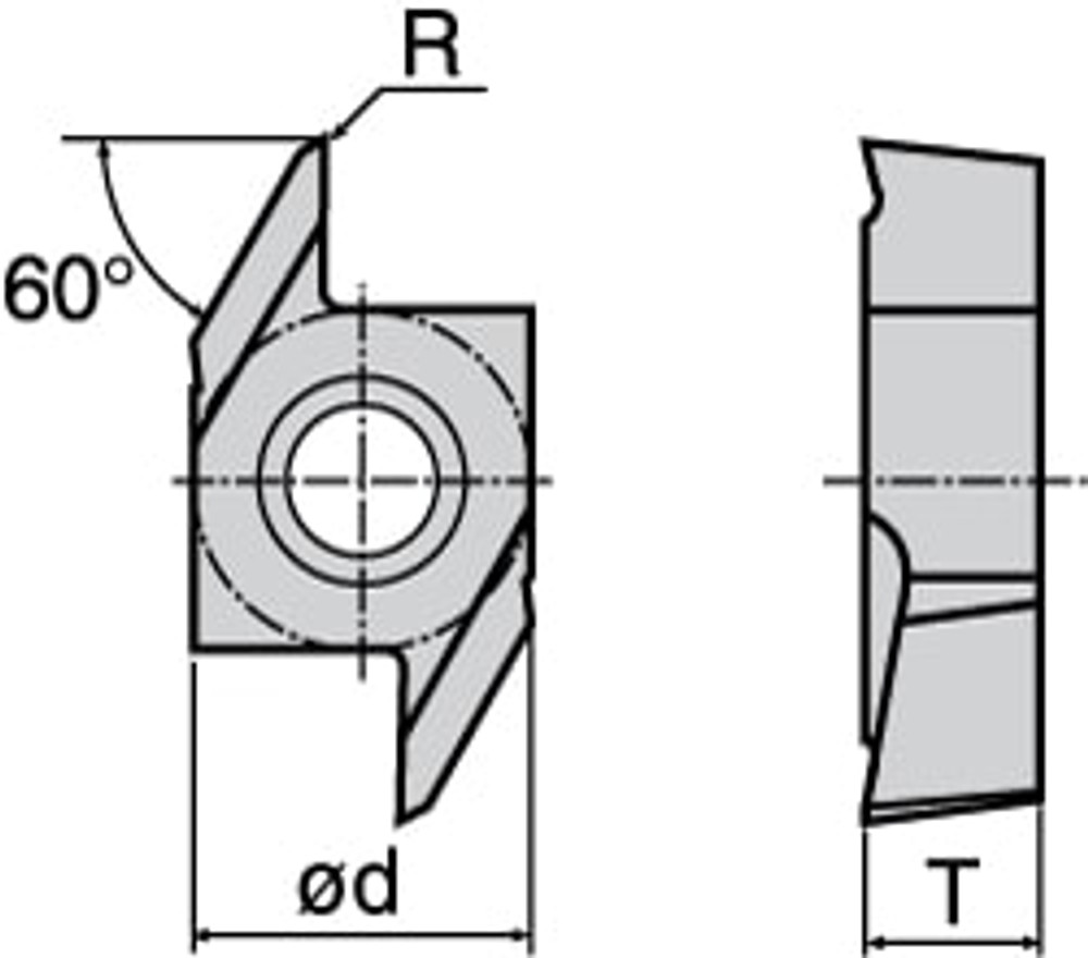 Tungaloy 6804823 Turning Insert: J10ER010BF J740, Solid Carbide