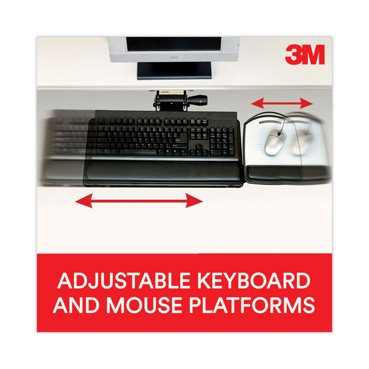 3M/COMMERCIAL TAPE DIV. AKT80LE Knob Adjust Keyboard Tray With Highly Adjustable Platform, Black