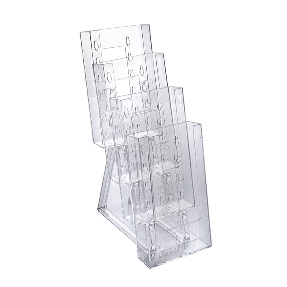AZAR DISPLAYS 252306  4-Pocket Crystal Styrene Tiered Modular Brochure Holders, 13 1/4inH x 4 1/2inW x 7 1/2inD, Clear, Pack Of 2
