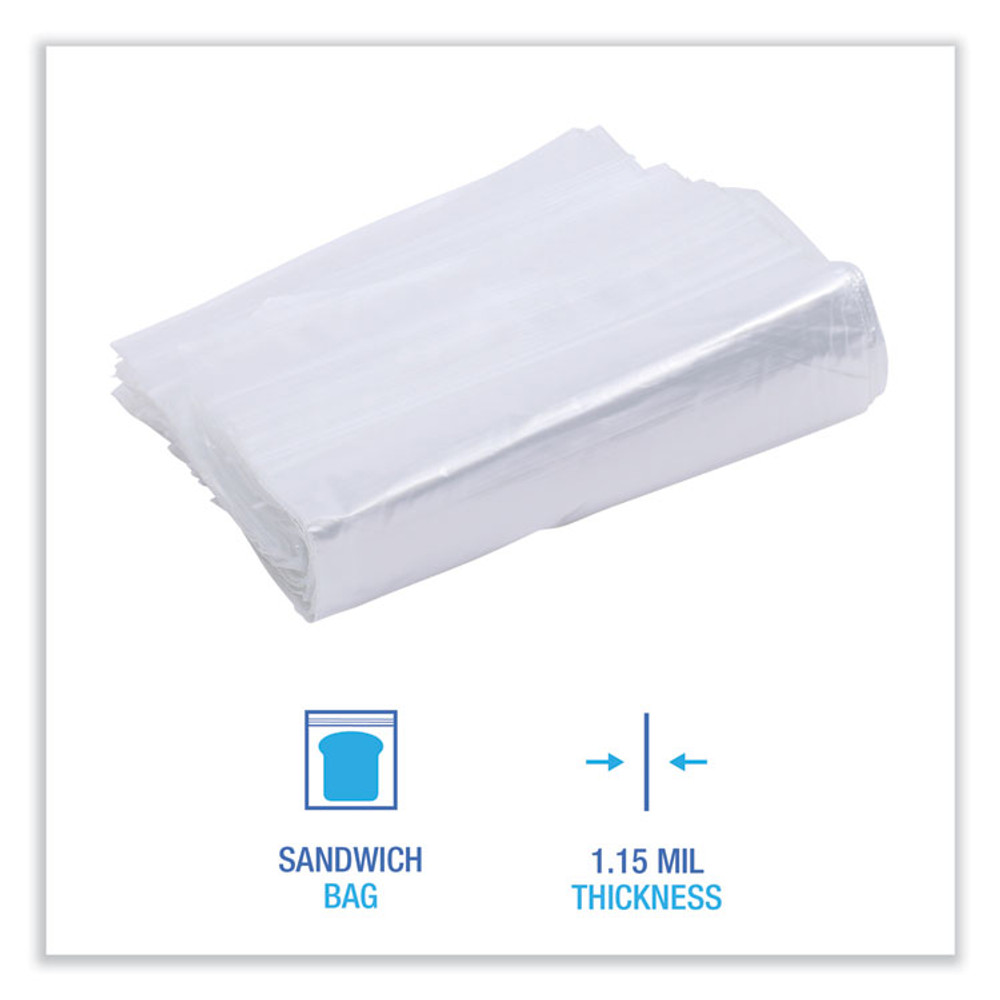 BOARDWALK SANDWICHBAG Reclosable Food Storage Bags, Sandwich, 6.5" x 5.89", Clear, 500/Box