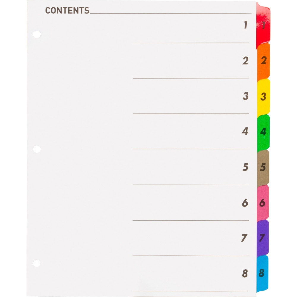SP RICHARDS 21901 Sparco Quick Index Dividers With Table Of Contents Page, 1-8, White