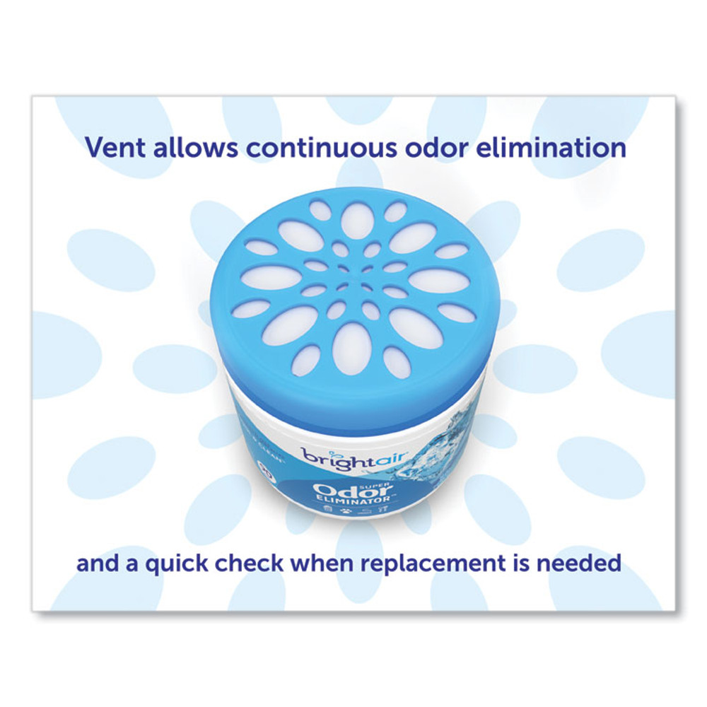 BRIGHT AIR 900090CT Super Odor Eliminator, Cool and Clean, Blue, 14 oz Jar, 6/Carton
