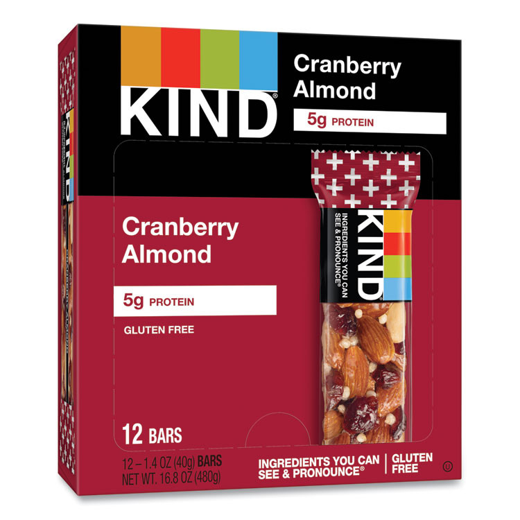 KIND LLC 17211 Plus Nutrition Boost Bar, Cranberry Almond and Antioxidants, 1.4 oz, 12/Box