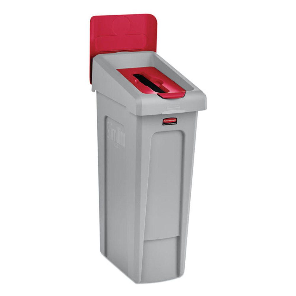 RUBBERMAID COMMERCIAL PROD. 2007905 Slim Jim Recycling Station Billboard, , Plastic, Red
