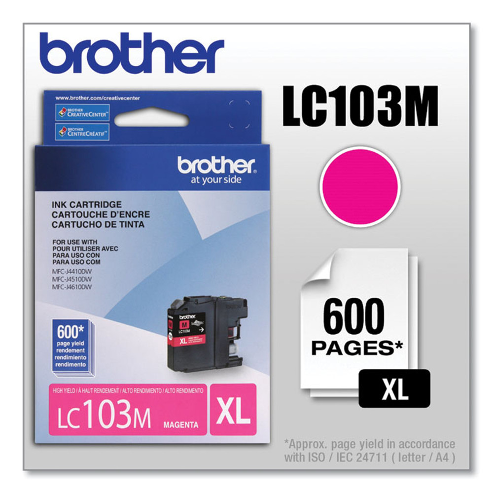 BROTHER INTL. CORP. LC103M LC103M Innobella High-Yield Ink, 600 Page-Yield, Magenta