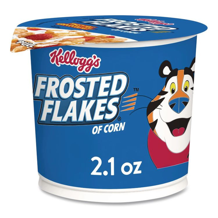 KELLOGG'S 01468 Breakfast Cereal, Frosted Flakes, Single-Serve 2.1 oz Cup, 6/Box