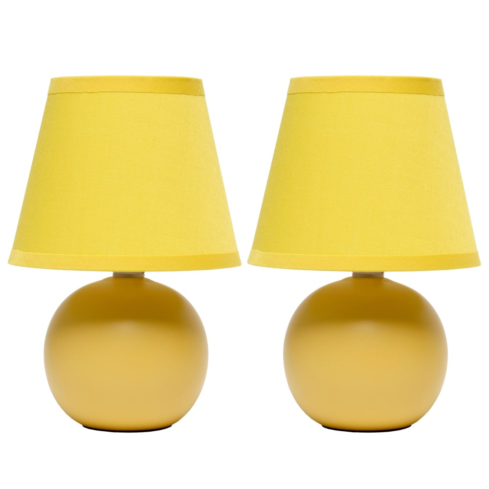 ALL THE RAGES INC LT2008-YLW-2PK Simple Designs  Mini Ceramic Globe Table Lamp, 8.66inH, Yellow, 2pk