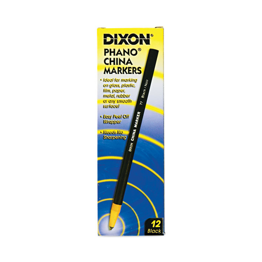 DIXON TICONDEROGA CO. 00077 China Marker, Black, Dozen