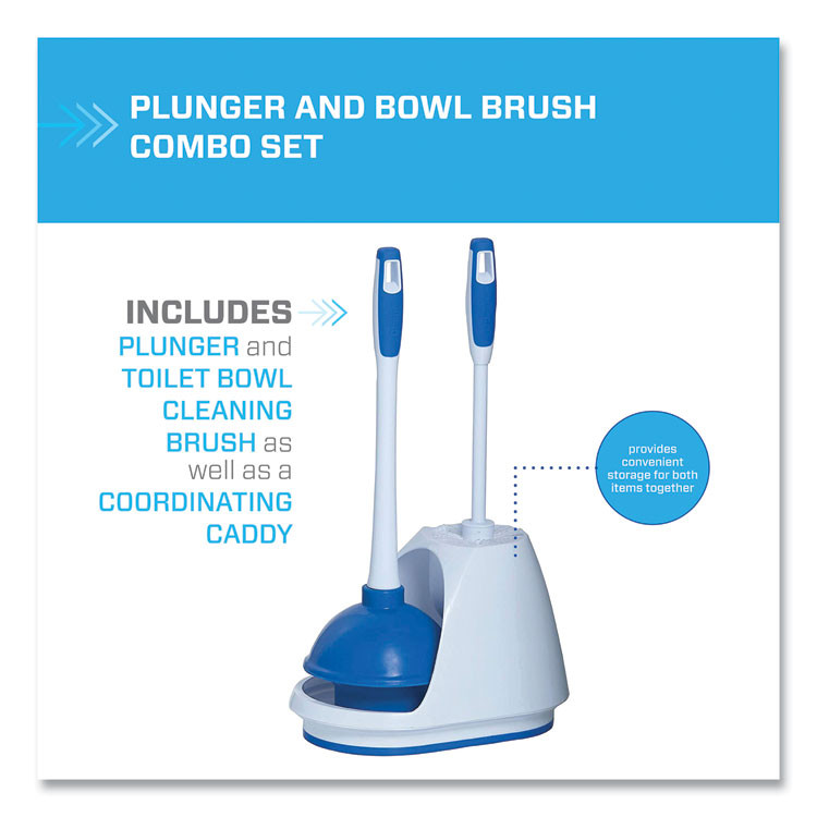 PROCTER & GAMBLE Mr. Clean® 440436 Turbo Plunger and Bowl Brush Set, 12.5" Plastic Handle, 6" dia, White