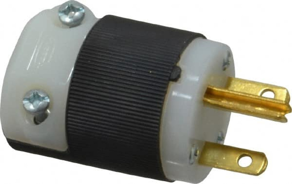 Hubbell Wiring Device-Kellems HBL5666C Straight Blade Plug: 6-15P, 250VAC, Black & White