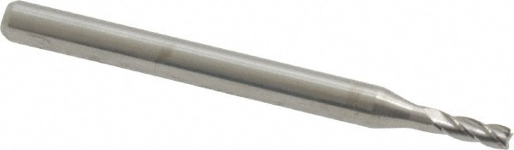 SGS 00572 Square End Mill: 0.07'' Dia, 0.21'' LOC, 1/8'' Shank Dia, 1-1/2'' OAL, 4 Flutes, Solid Carbide