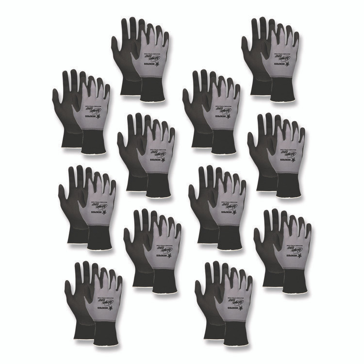 MCR SAFETY N96790L Ninja Nitrile Coating Nylon/Spandex Gloves, Large, Black/Gray, 12 Pairs