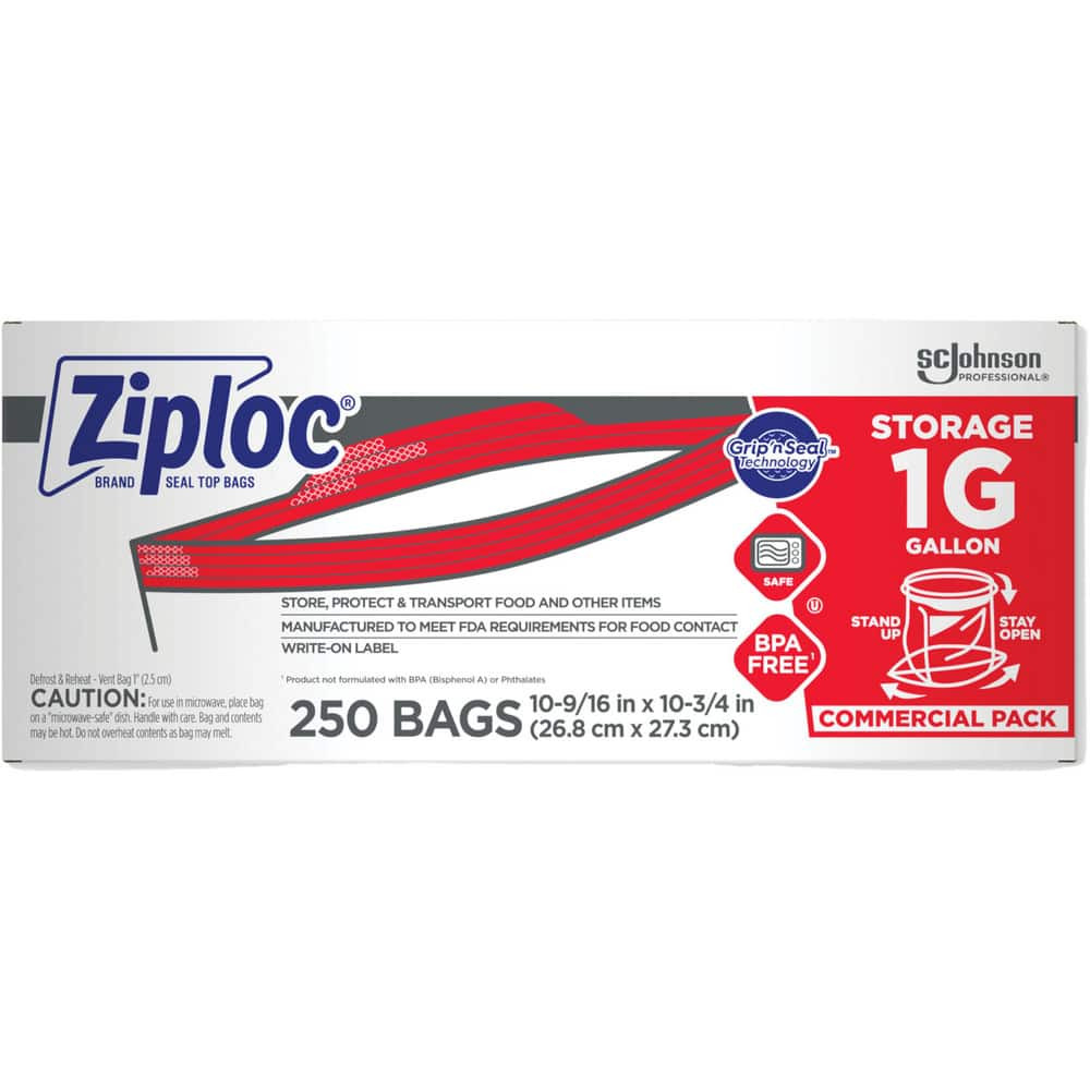 Ziploc 364948 Storage Bag: 1 gal, Clear, Plastic