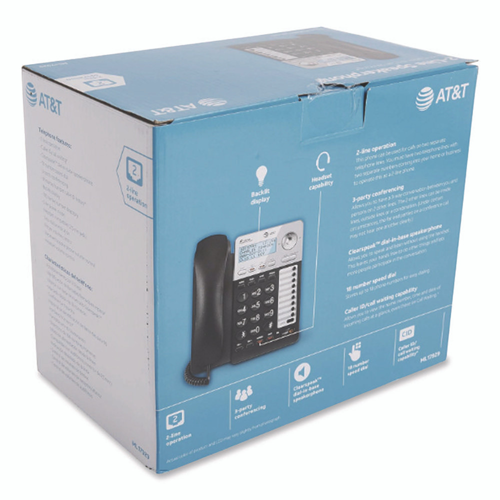 VTECH COMMUNICATIONS AT&T® ML17928 ML17928 Two-Line Corded Speakerphone, Black/Silver