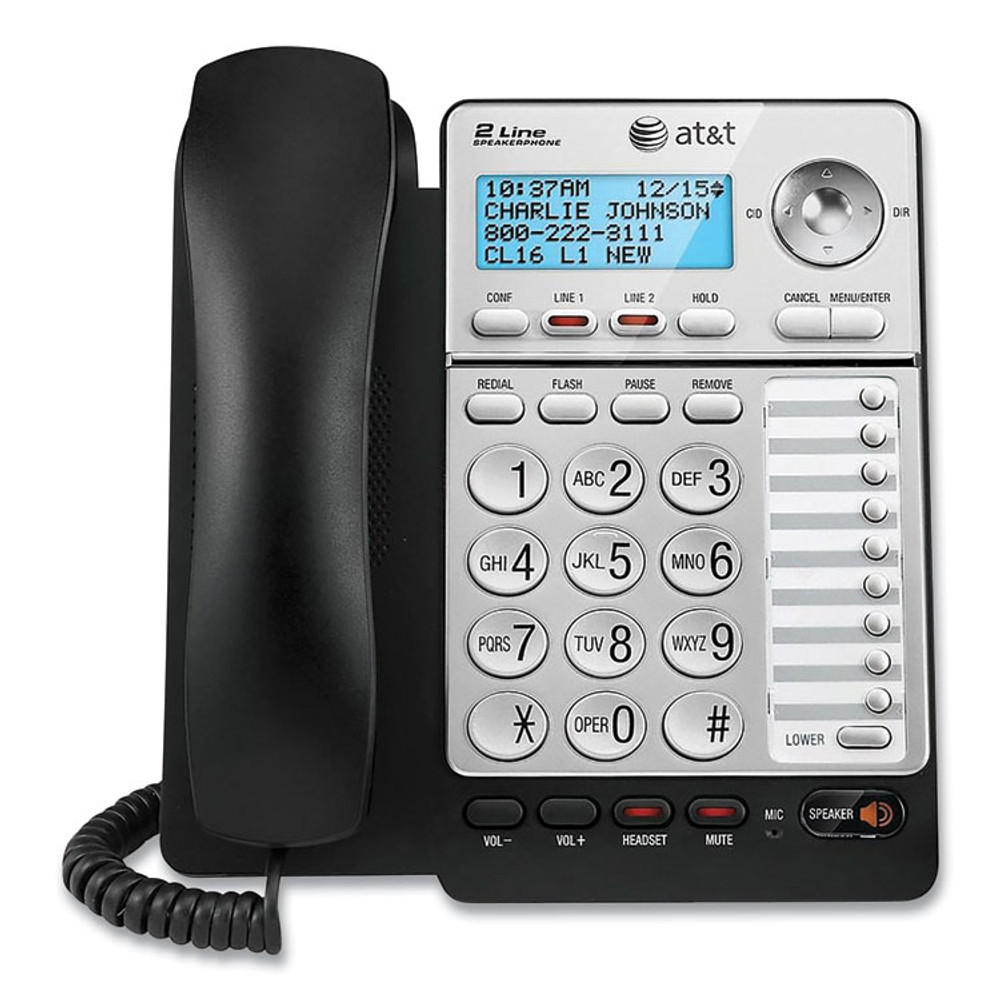 VTECH COMMUNICATIONS AT&T® ML17928 ML17928 Two-Line Corded Speakerphone, Black/Silver