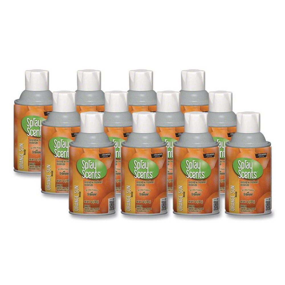 CHASE PRODUCTS 5182 Champion Sprayon SPRAYScents Metered Air Freshener Refill, Orange Sun, 7 oz Aerosol Spray 12/Carton