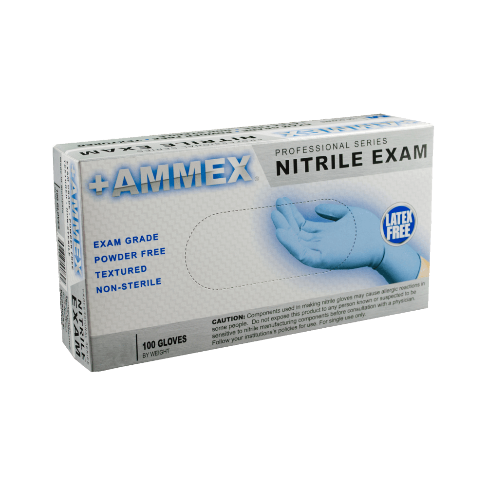 AMMEX CORPORATION Ammex Professional APFN42100-BX  Disposable Powder-Free Nitrile Exam-Grade Gloves, Small, Blue, Box Of 100 Gloves