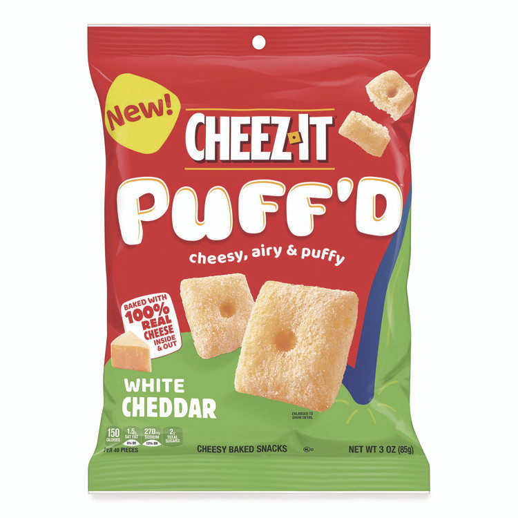 KEEBLER COMPANY Cheez-It® 00024 Puff'd Crackers, White Cheddar, 3 oz Bag, 6/Carton