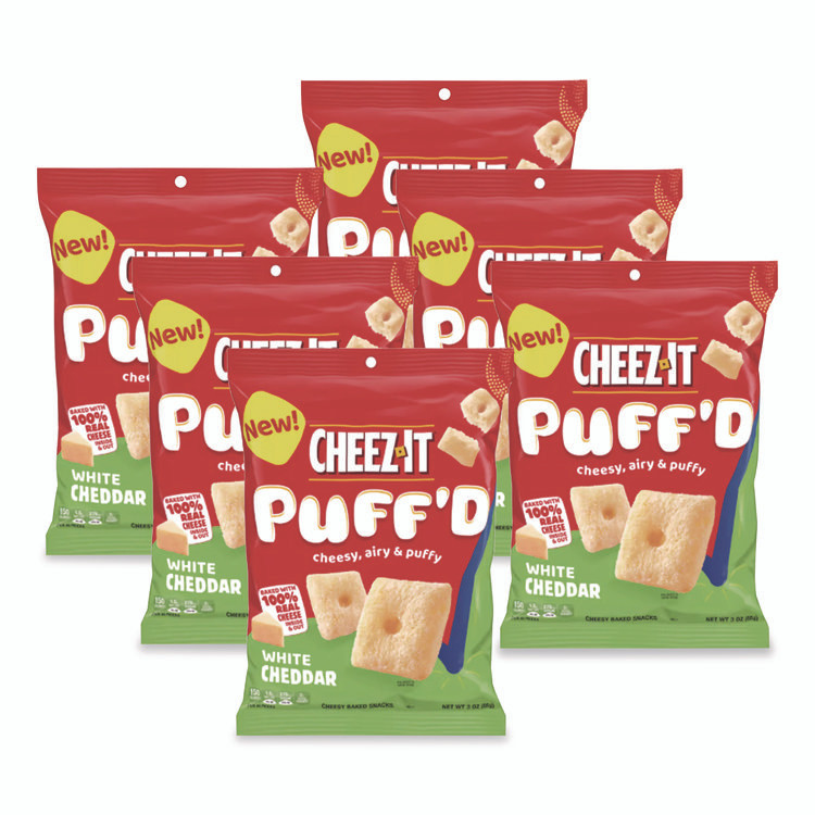 KEEBLER COMPANY Cheez-It® 00024 Puff'd Crackers, White Cheddar, 3 oz Bag, 6/Carton
