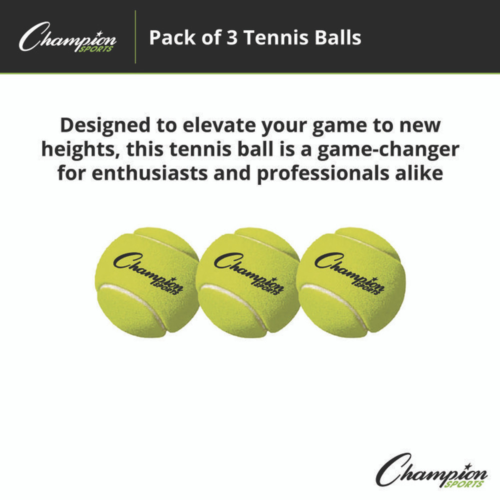 CHAMPION SPORT Sports TB3 Tennis Balls, 2.5" Diameter, Yellow, 3/Pack