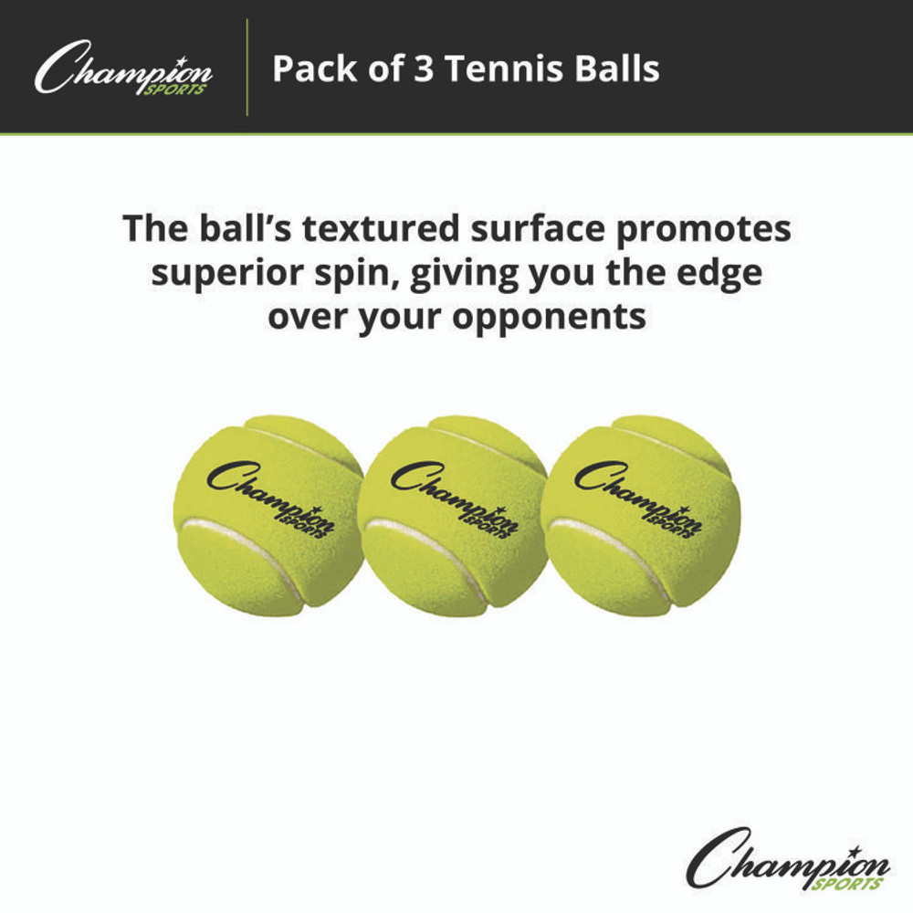 CHAMPION SPORT Sports TB3 Tennis Balls, 2.5" Diameter, Yellow, 3/Pack
