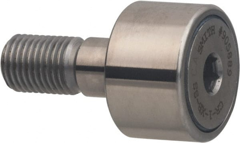 Accurate Bushing CR-7/8-XB-SS Plain Cam Follower: 0.875" Roller Dia, 0.5" Roller Width, 0.375" Stud Dia, 7/8" Stud Length